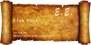 Elek Edit névjegykártya